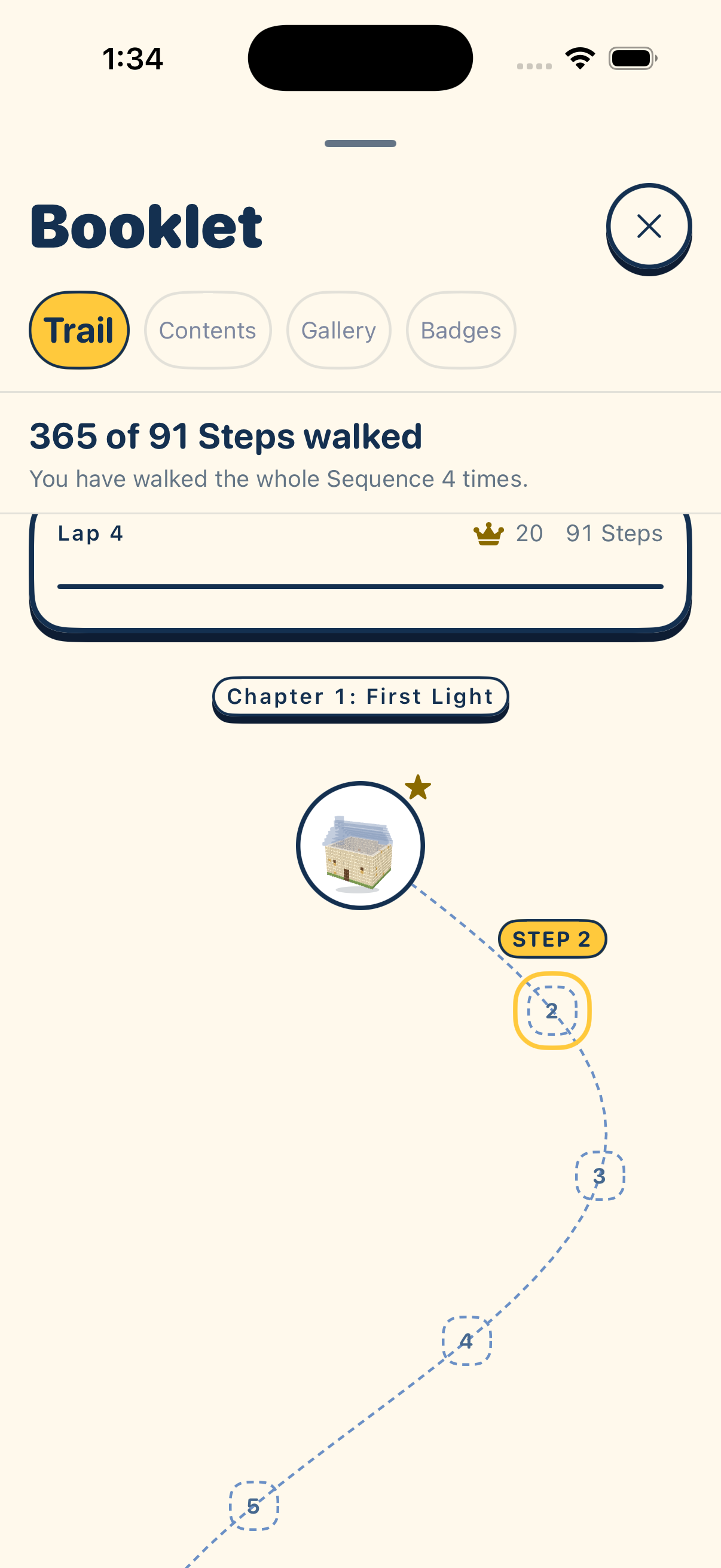 Finished laps and milestones on the BlockStep Trail